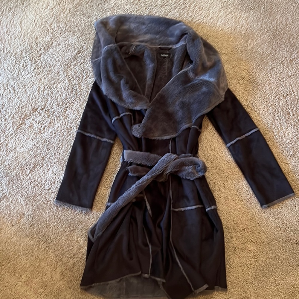 Fantasia faux shearling sweater coat.